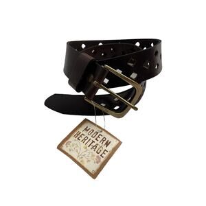 Modern Heritage Leather Belt Size Small Brown Diamond Cut Out Boho Western New
